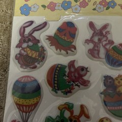 Easter Fluffy Puffy STICK-ONS 3-D Stickers NOS Taiwan Bright Colors Vintage 1981