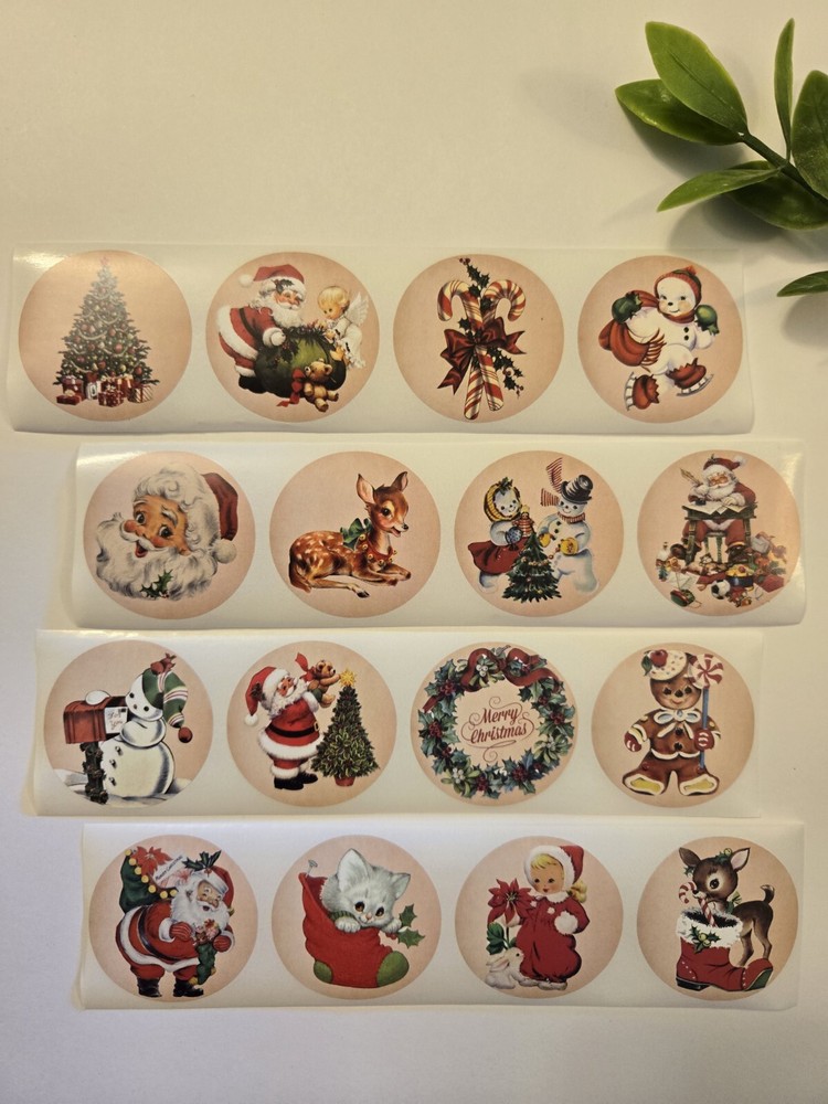 16 VINTAGE STYLE CHRISTMAS STICKERS/RETRO STYLE CHRISTMAS STICKERS LABELS SEALS