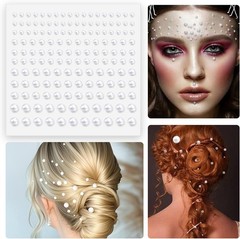 Pearl Stickers Self Adhesive Hair Pearls Gem White Jewel Sticker for Making H…