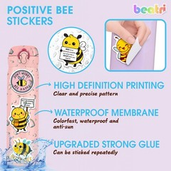 Positive Bee Stickers Waterproof Vinyl 50Pcs Cute Bee Decor & Party Favors fo…