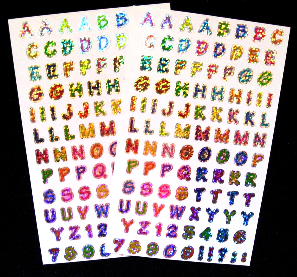 Mrs Grossman Two 4×6 inch Sheets Glitter Alphabet *Over 200 stickers total*
