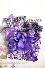 Dark PURPLE Mix – 28 Flowers 9 Styles 4 Tones PAPER & FABRIC Approx 10-75mm HH4