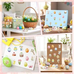 40 Pieces 1.5” Happy Easter Cross Bunny Egg Stickers Party Decor Envelope Seals