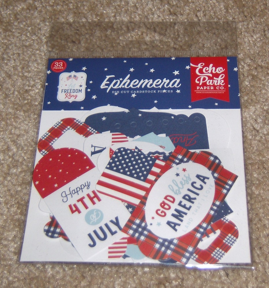 Echo Park/Carta Bella DieCut Ephemera Assortment ~ America Freedom Ring NIP