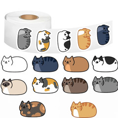 500pcs Kawaii Cartoon Cat Waterproof Sticker Roll Pack Set Phone Cute Sticker