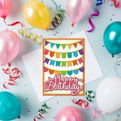 Colorful Party Banner Die Cuts – Metal Cutting Dies for Scrapbooking & Card Maki