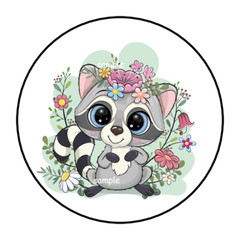 30 ADORABLE RACCOON STICKERS ENVELOPE SEALS LABELS 1.5″ ROUND FLORAL FLOWERS