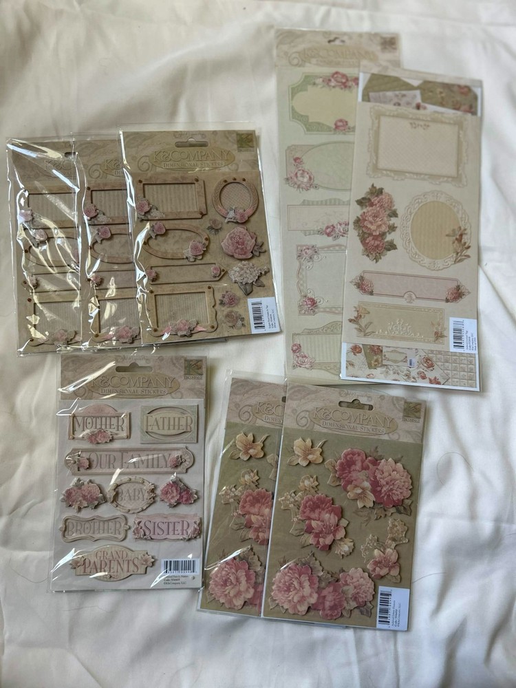 K&Company Dimensional Embossed Stickers Frames Floral Vintage Scrapbooking