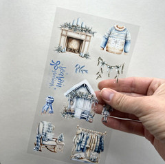 Christmas Stickers 6 Sheets Blue Junk Journal Collage Planner Scrapbooking Cards