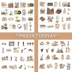 160 PCS Vintage Stickers Scrapbook Stickers DIY Craft Supplies -Adhesive7442