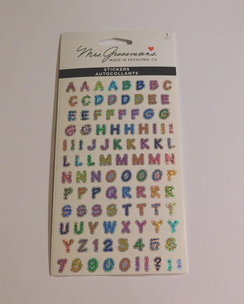 Mrs. Grossman’s 1 Sheet Brand New in Package Sparkle Alphabet Stickers
