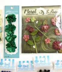 Fabric Flowers Bows Embellishment Sticker LOT Jolees Offray Petaloo