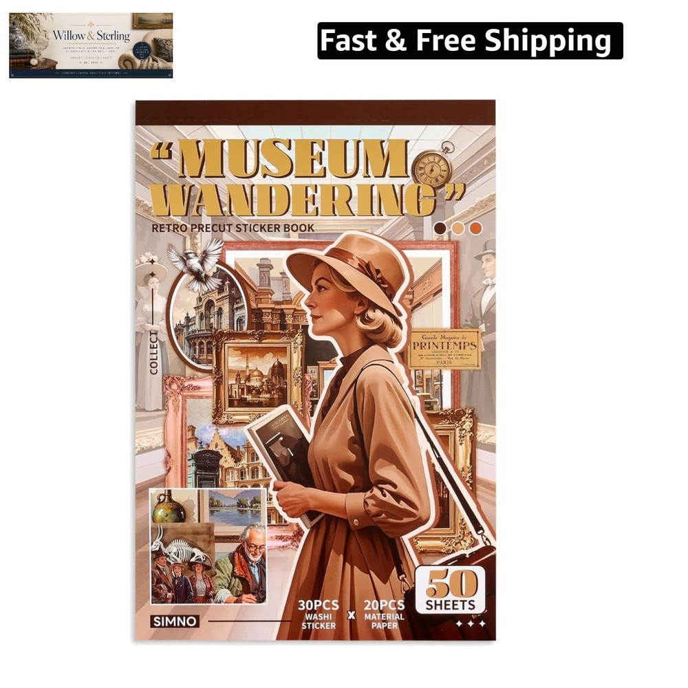 Scrapbooking Stickers 400 Pre-Cut Washi Stickers & 20 Scrapbook Papers Museum…