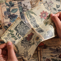 120 Sheets Vintage Botanical Scrapbook Paper Set, Journaling Scrapbooking Suppli