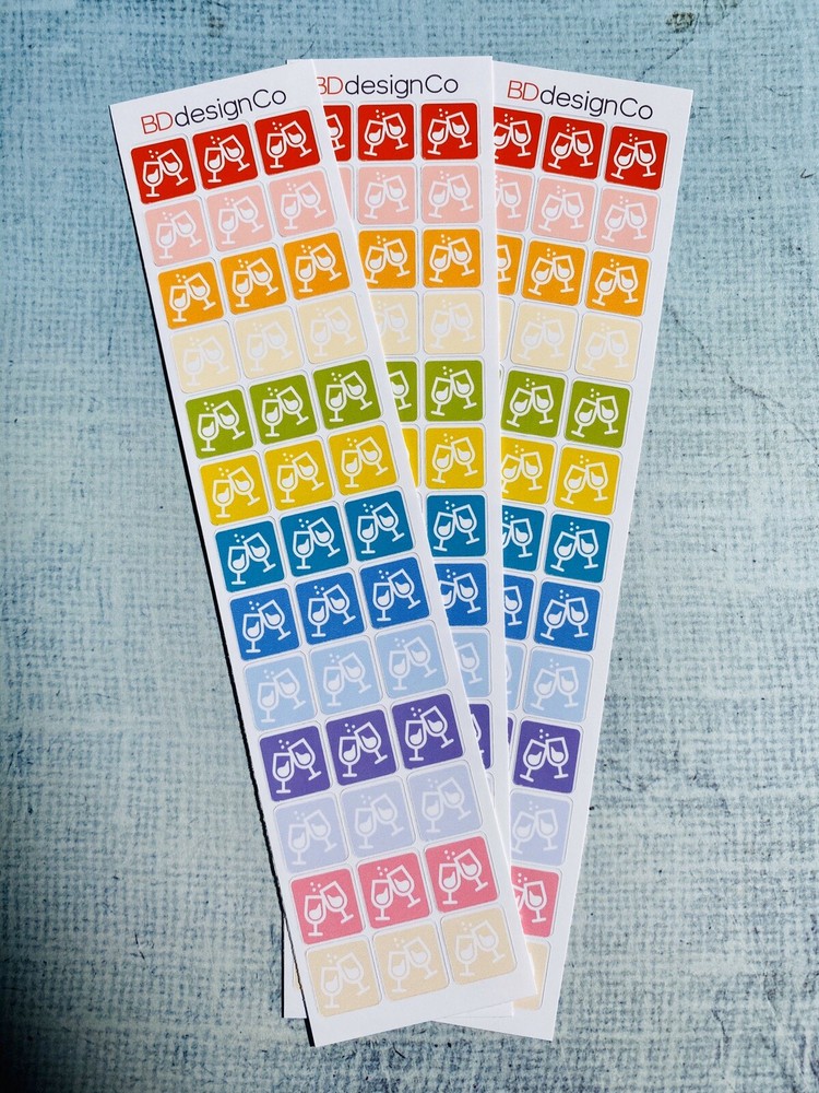 39 Cheers, Happy Hour, Cocktail Stickers for Various Types of Planners (#112)