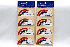 VTG 1982 MATT Name DropperS Stickers NOS Rainbows Stars Clouds – 8 clear decals