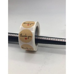 Thank You Stickers Kraft Paper with Red Heart 500pc 1in Product Label Stickers f