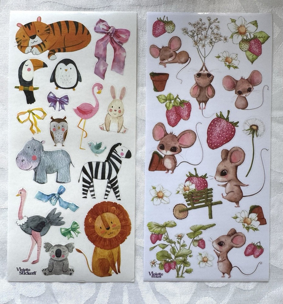 Violette Stickers 2 Sheets Cute Animals