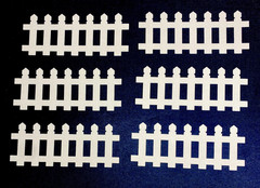 6 Cream Picket Fence paper Die Cut Card Making Craft Scrapbook