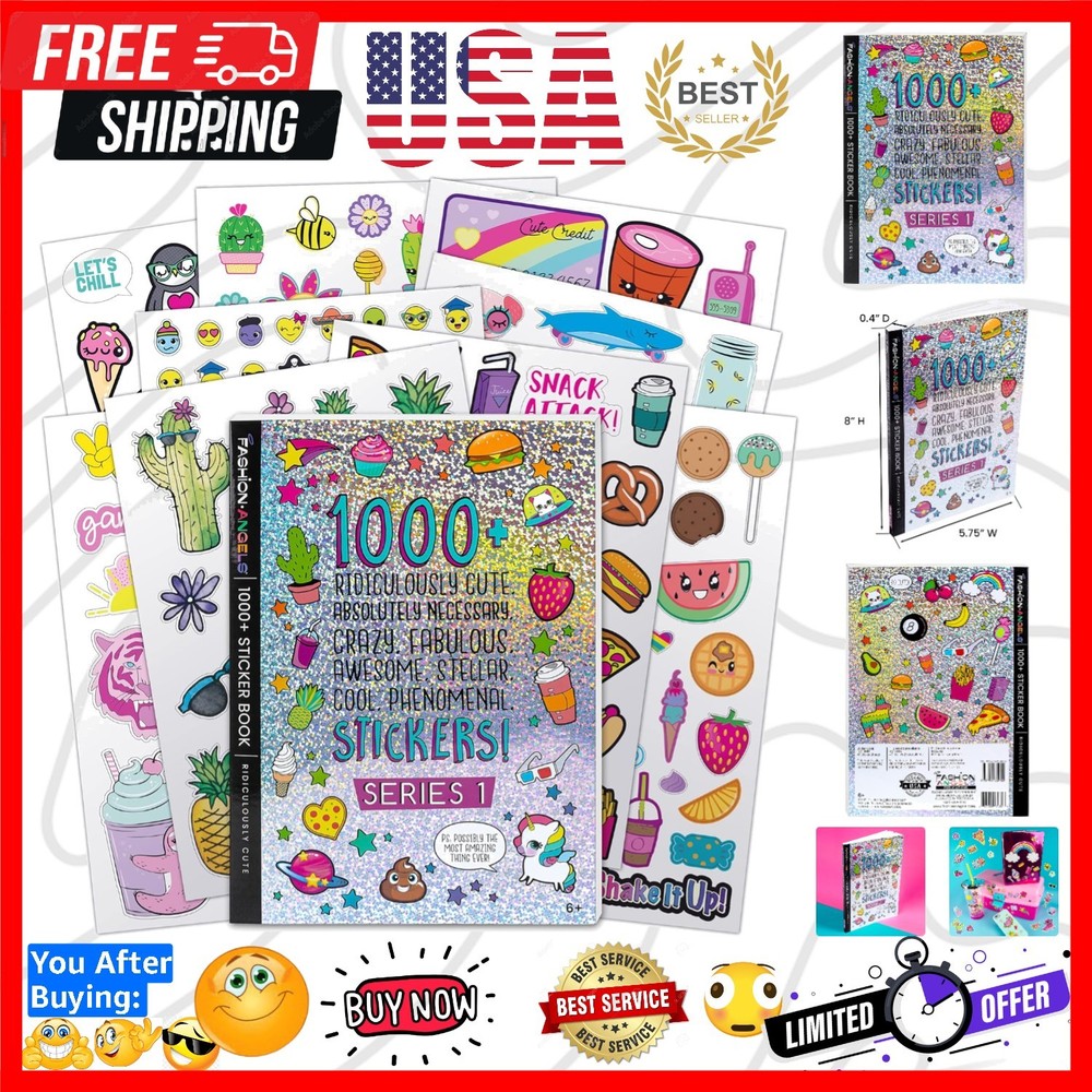 Ridiculously Cute Sticker Book – 1000+ Stickers for Kids 6+ with Cartoon Themes