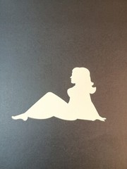 Vintage Stickers MUD FLAP GIRL Glossy Foil Vending Sticker VTG PVI Blue 01