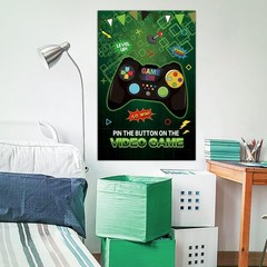 Pin the Button on the Video Games with 32PCS Stickers 20’’ X 28’’ Large Video…