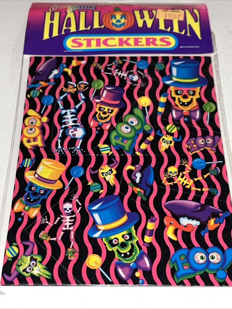 Lisa Frank Vintage Halloween 72 Sticker Pack Skeletons, Multiple Sheets NOS