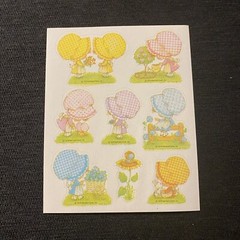 Vintage 1979 Hallmark Stickers 1 Loose Sheet Girls In Bonnets Flowers Spring