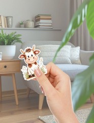 Cute Brown Cow Die Cut Vinyl Stickers Set Scrapbooking Laptop Waterbottle