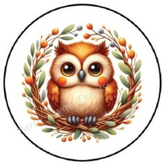 OWL IN WREATH AUTUMN FALL ENVELOPE SEALS LABELS STICKERS PARTY FAVORS