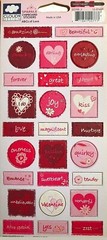 CLOUD9 DESIGN SPARKLE CHIPBOARD STICKERS ABCs of LOVE SWEETHEART VALENTINE’S DAY