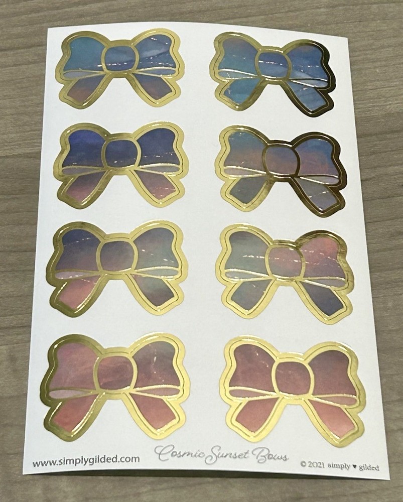 NEW Simply Gilded Cosmic Sunset Bows Sticker Sheet SG 2021 Stickers