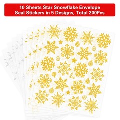Fancy Land Christmas Envelope Seal Stickers Glitter Snowflake Sticker Xmas Go…