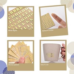 18 Sheets Small Letter Stickers Mini Numbers Stickers Letter Gold, Silver