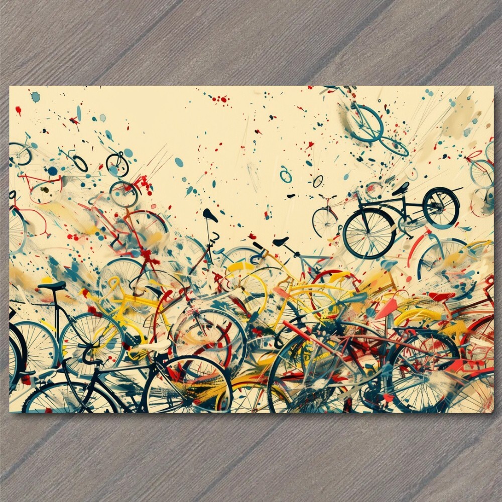 STICKER Bicycle Collage Riding Bikes Funny Cute Strange Wheels Fun Cute Art