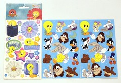 Vintage Sandylion Looney Tunes Stickers Lot of 2 Sealed Packs & 4 Loose Sheets