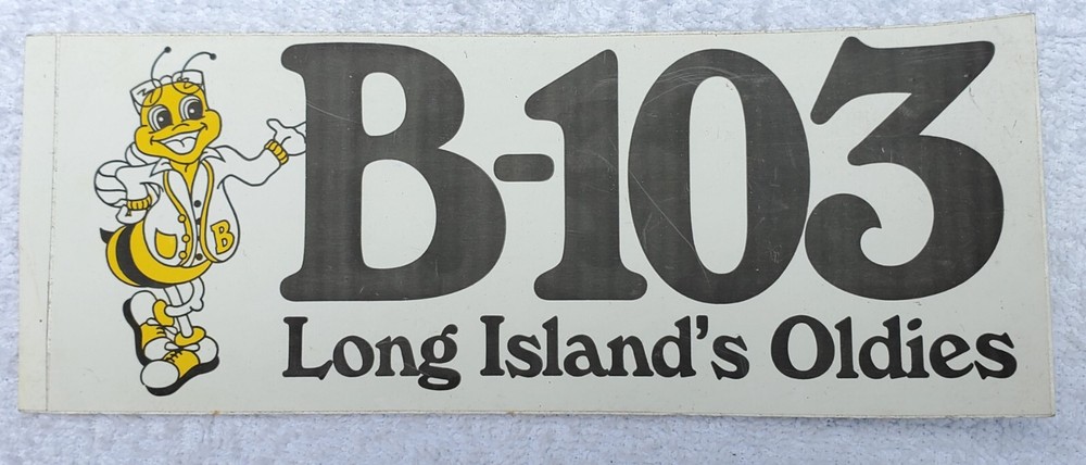 Vintage B-103 Long Island NY Radio Station Advertising Bumper Sticker Bumble Bee