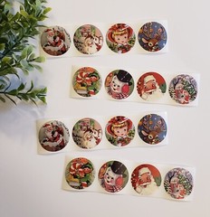 16 Cute Vintage Style Christmas Stickers/Retro Christmas Stickers Labels Seals
