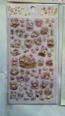 Japan Kawaii Twin Rabbit And Friends Sushi Bon Bon Gum Drop Puffy Sticker Sheet