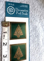 36 Fossler Christmas Seals Stickers Embossed Foil Holly Flower Tree Marian Heath