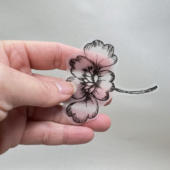 Botanical Flower Vellum Stickers 60 pcs Black White Junk Journaling Collage