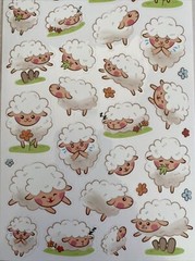 Stickers Fluffy Wooly Sheep Easter Jumping Napping Smile Glossy Finish Paper New
