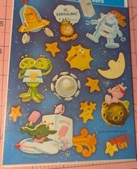 Vintage American Greetings Stickers Aliens Outer Space Robot 1 Sheet