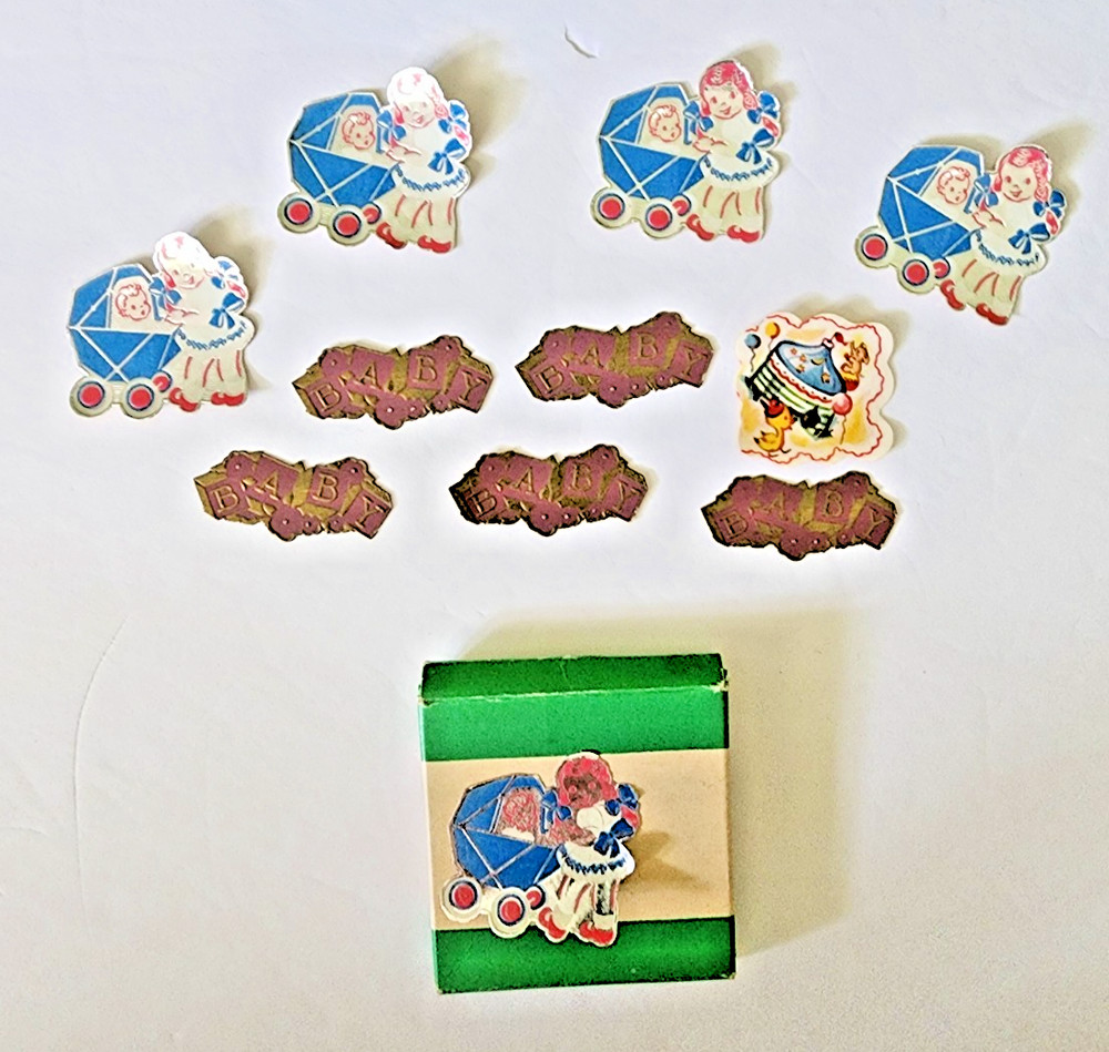 Vintage 50s Dennison Baby Gummed Seals in Original Box