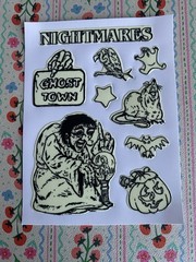 Vintage Very Rare Nightmares Glow In The Dark Sticker Sheet 4×3 Inches Kodak