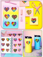 20Pcs Rainbow Heart Vinyl Stickers For Water Bottles Laptop Scrapbooks & more