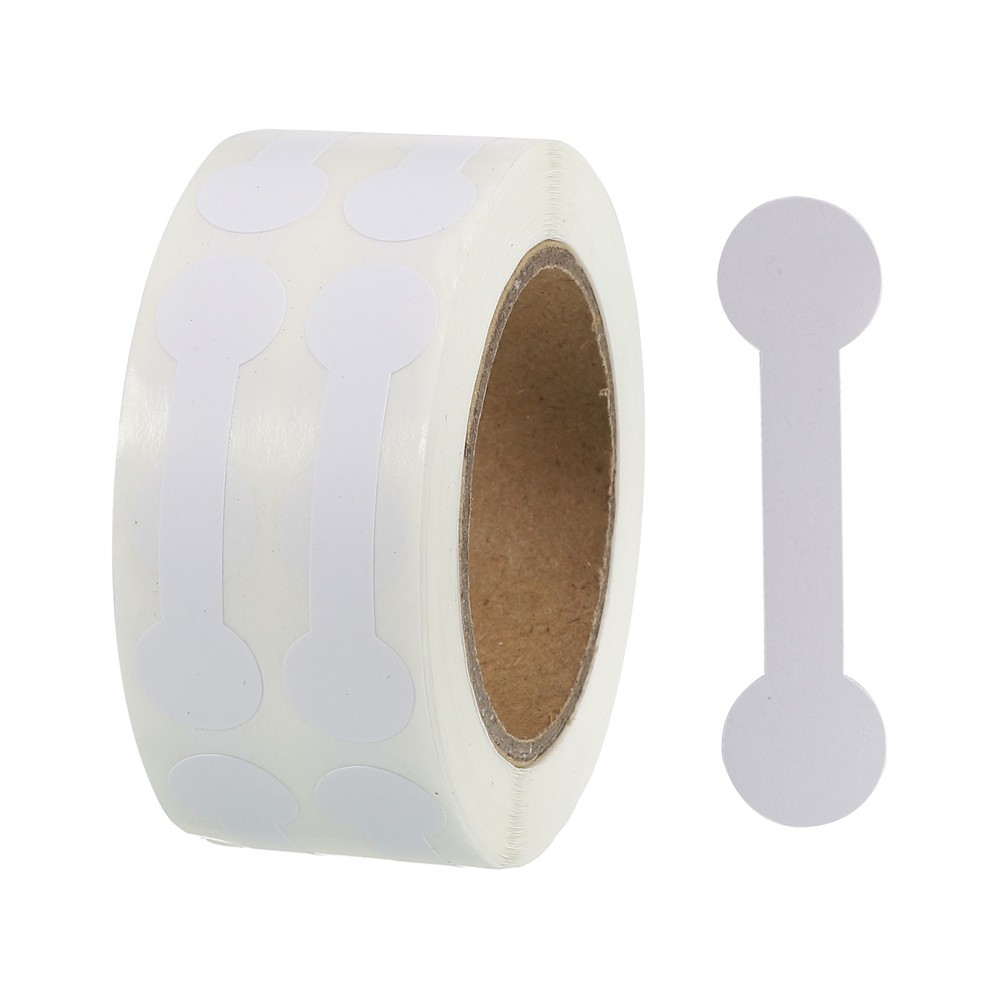 1 Roll Blank Tamper Evident Labels 0.43x 1.65 Inch Adhesive Top Stickers White