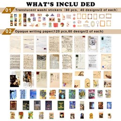 200pcs Vintage Junk Journal Supplies,Scrapbook Supplies Scrapbooking Paper an…