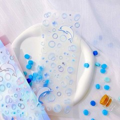 6 Sheets Bubble Stickers, Cute Korean Colorful Star Heart Glitter Self Adhesi