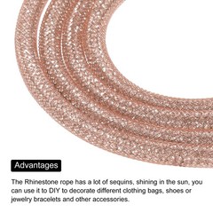 6mm x 120cm Rhinestone Rope Crystal Rope White Mesh Champagne Diamond